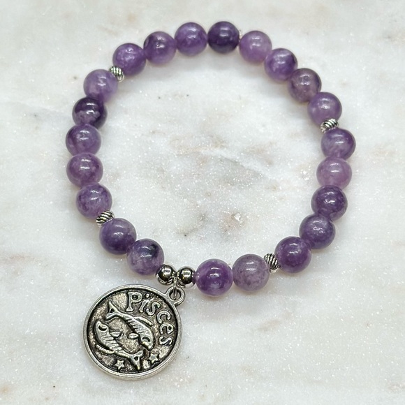 Lepidolite Bracelet - Pisces ♓️ Zodiac Bracelet - Picture 4 of 5